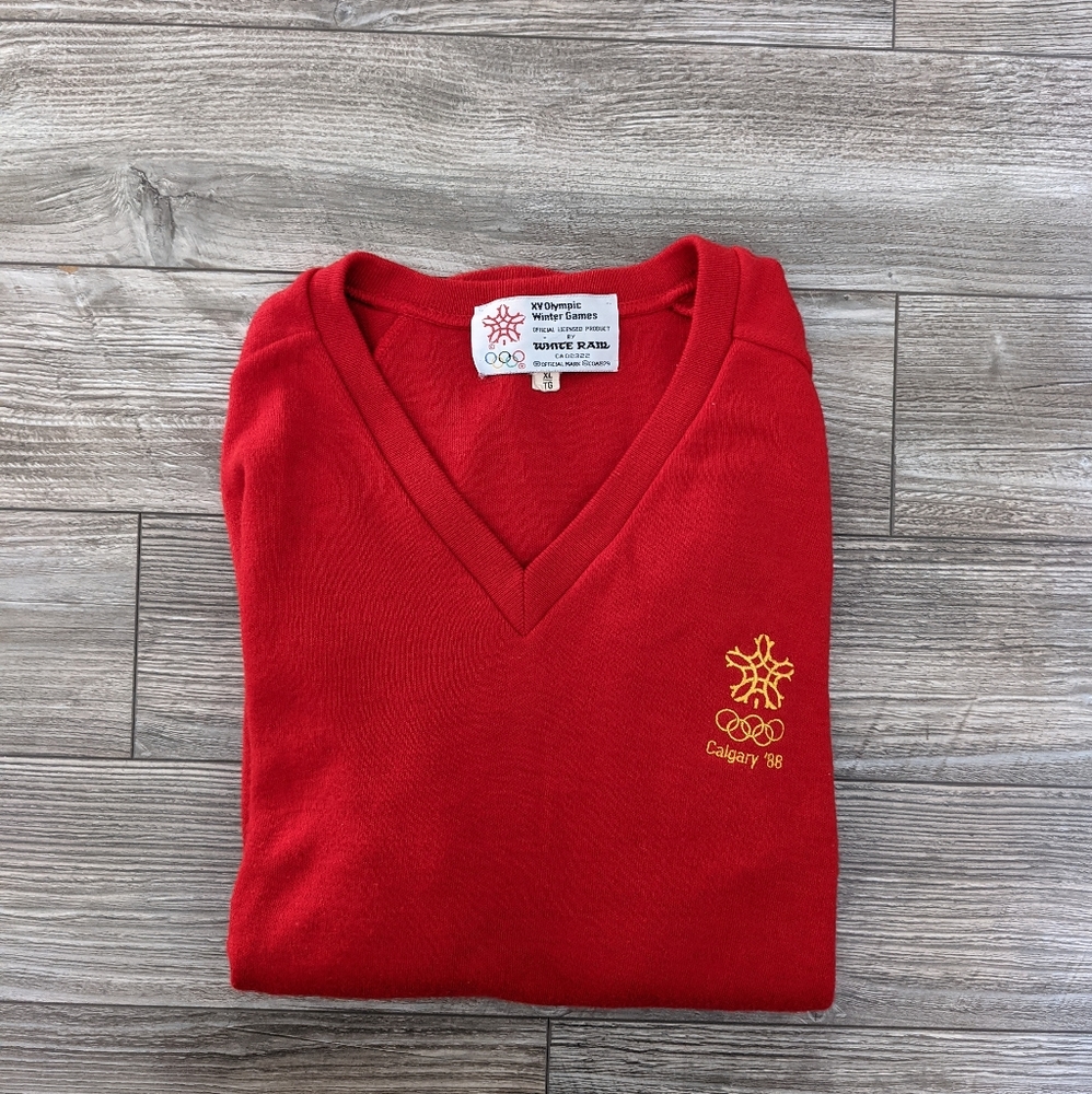 Vintage Red Calgary Olympics 1988 sweater XL Excellent condition